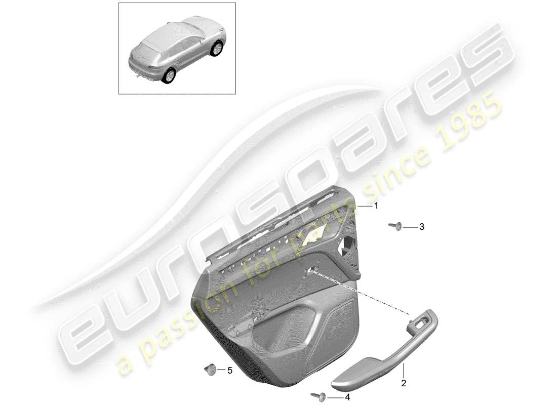 porsche 2017 (macan) diagrama de piezas del panel de puerta
