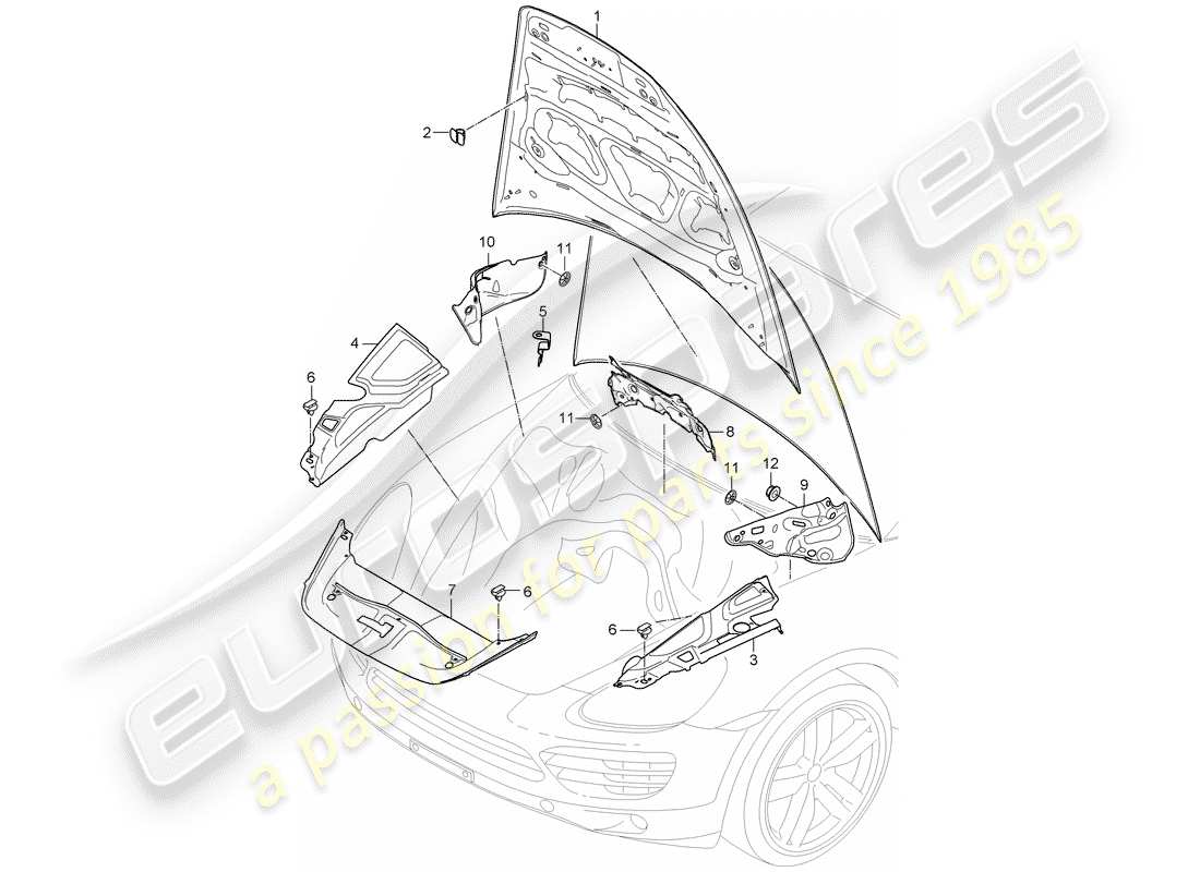 porsche 2016 (cayenne e2 92a) diagrama de piezas del absorbedor de sonido