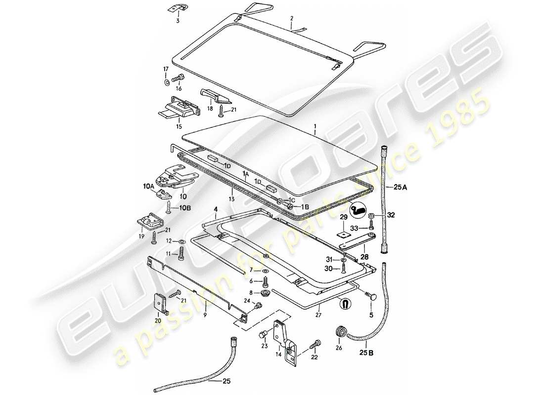porsche 1983 (924) techo - d >> - mj 1983 diagrama de piezas