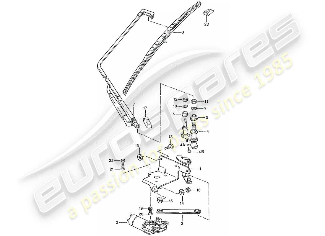 porsche 1990 (928) limpiaparabrisas trasero diagrama de piezas