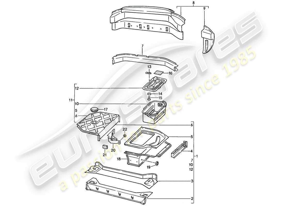 porsche 1986 (928) marco - diagrama de piezas del extremo trasero