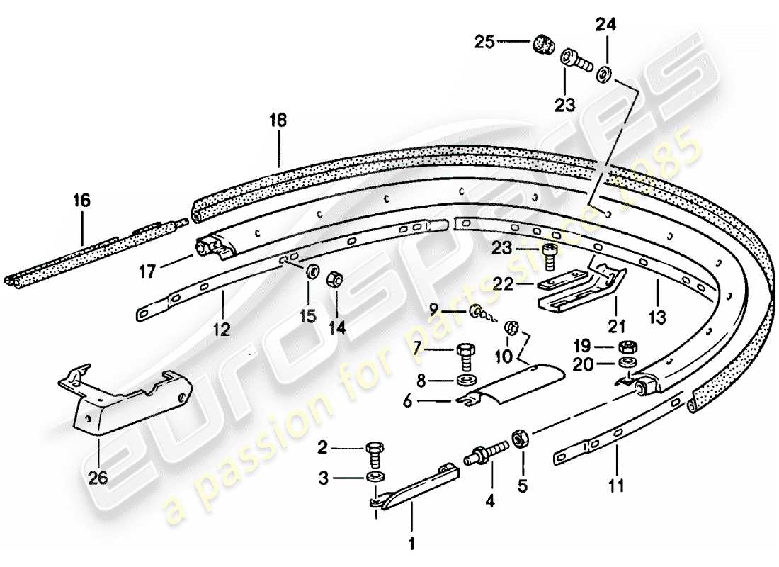 porsche 1981 (911) capota convertible - soporte - piezas individuales diagrama de piezas