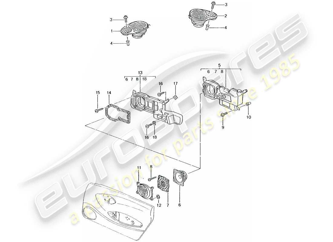porsche 2004 (996) altavoz - altavoz - m 680/mj.02- - ver principal y subgrupo: - 9/11/06 diagrama de partes