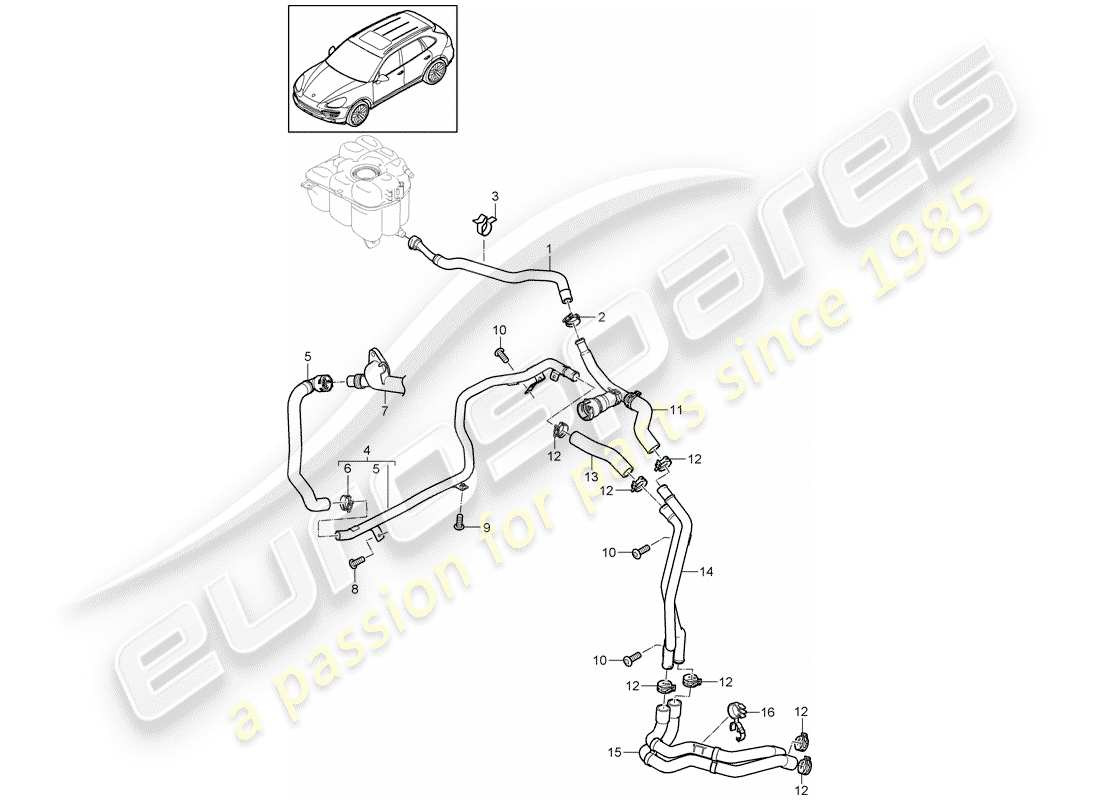 porsche 2018 (cayenne e2 92a) water cooling 4 diagrama de piezas