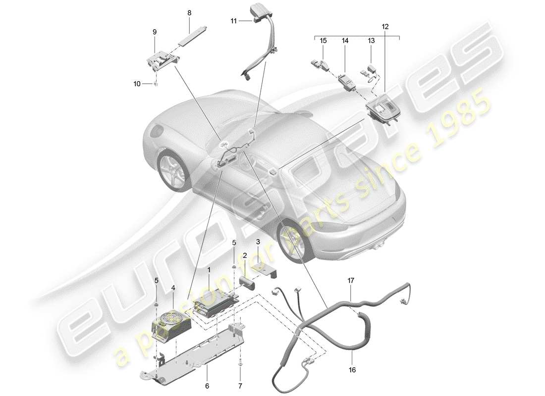 porsche 2020 (718 cayman) para vehículos con teléfono diagrama de piezas