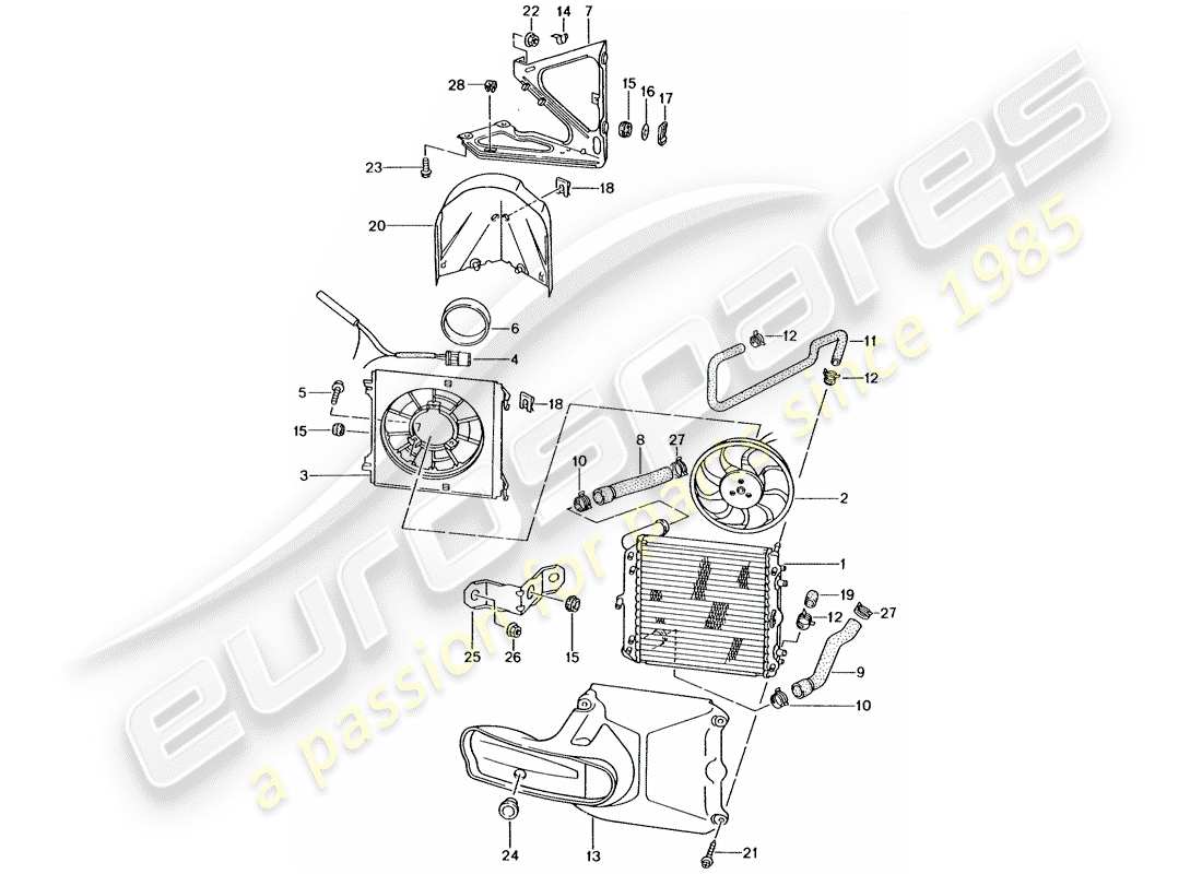 porsche 2001 (996 gt3) refrigeración por agua 3 diagrama de piezas