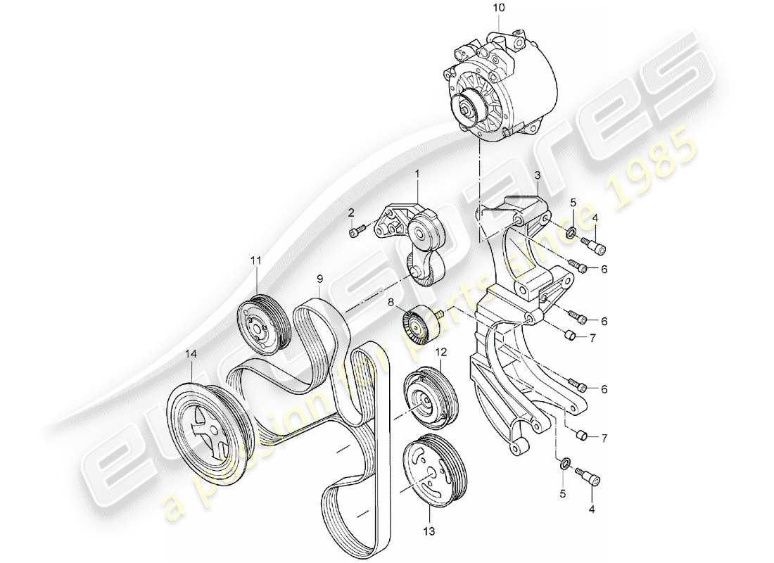 porsche 2006 (cayenne e1 9pa) diagrama de piezas del amortiguador tensionador de correa