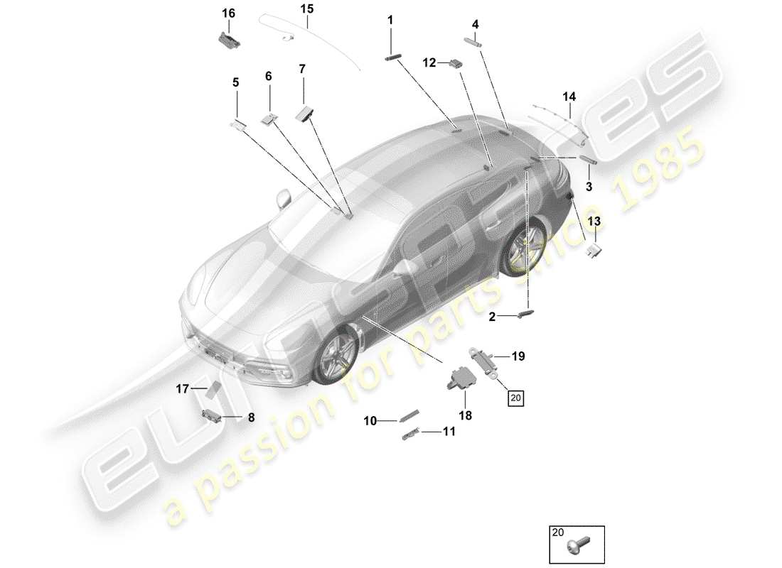 porsche 2018 (panamera 971-1) amplificador de antena diagrama de piezas