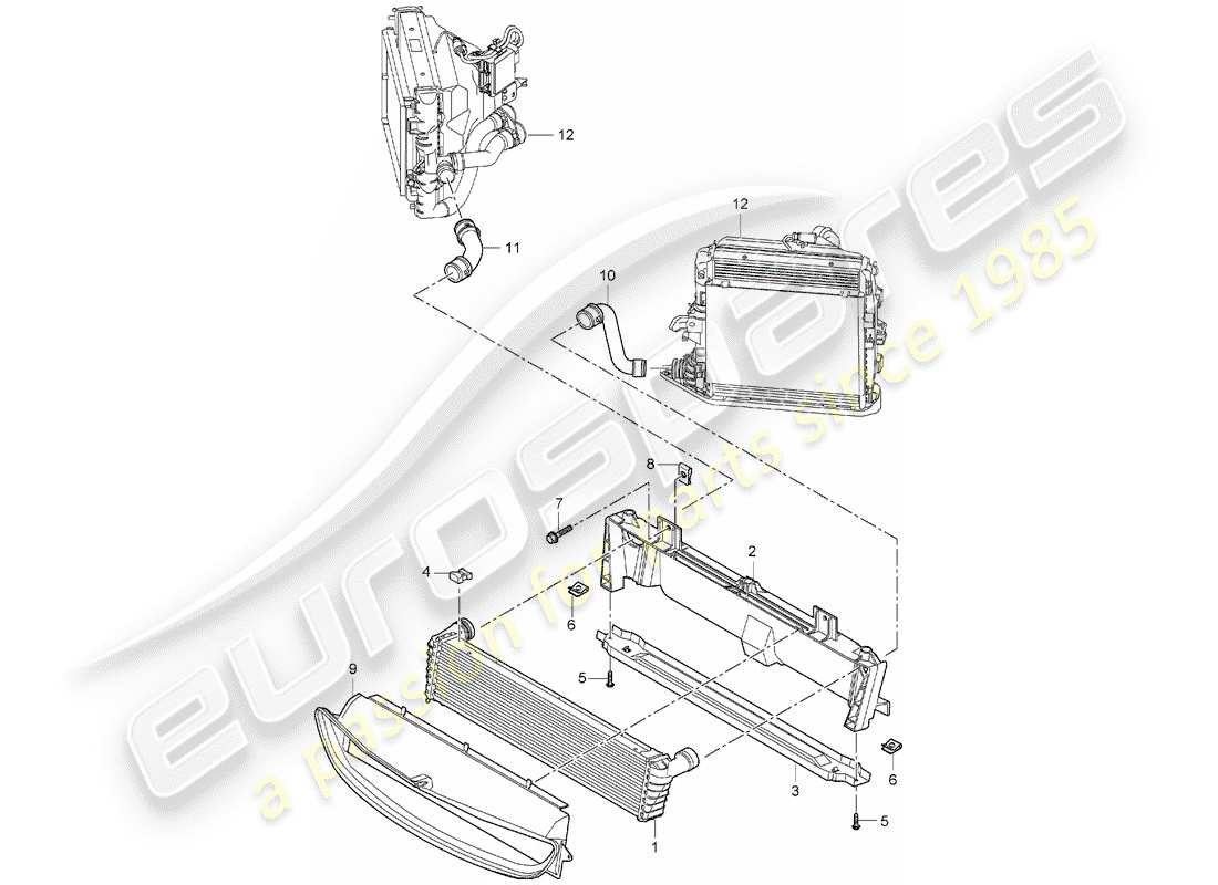 porsche 2005 (987 boxster) diagrama de piezas del radiador