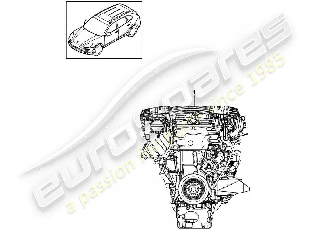 porsche 2016 (cayenne e2 92a) diagrama de piezas del motor de repuesto