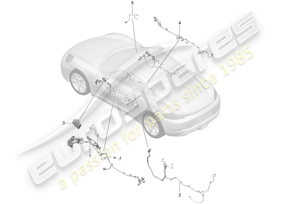 porsche 2020 (718 cayman) arneses de cableado diagrama de piezas
