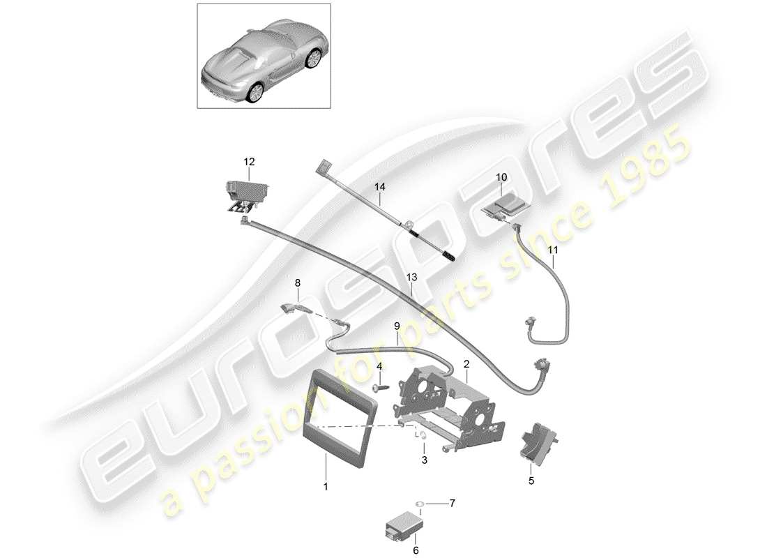porsche 2016 (981 boxster spyder) preparación diagrama de piezas