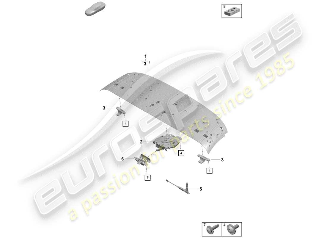 porsche 2020 (718 boxster spyder) marco superior diagrama de piezas