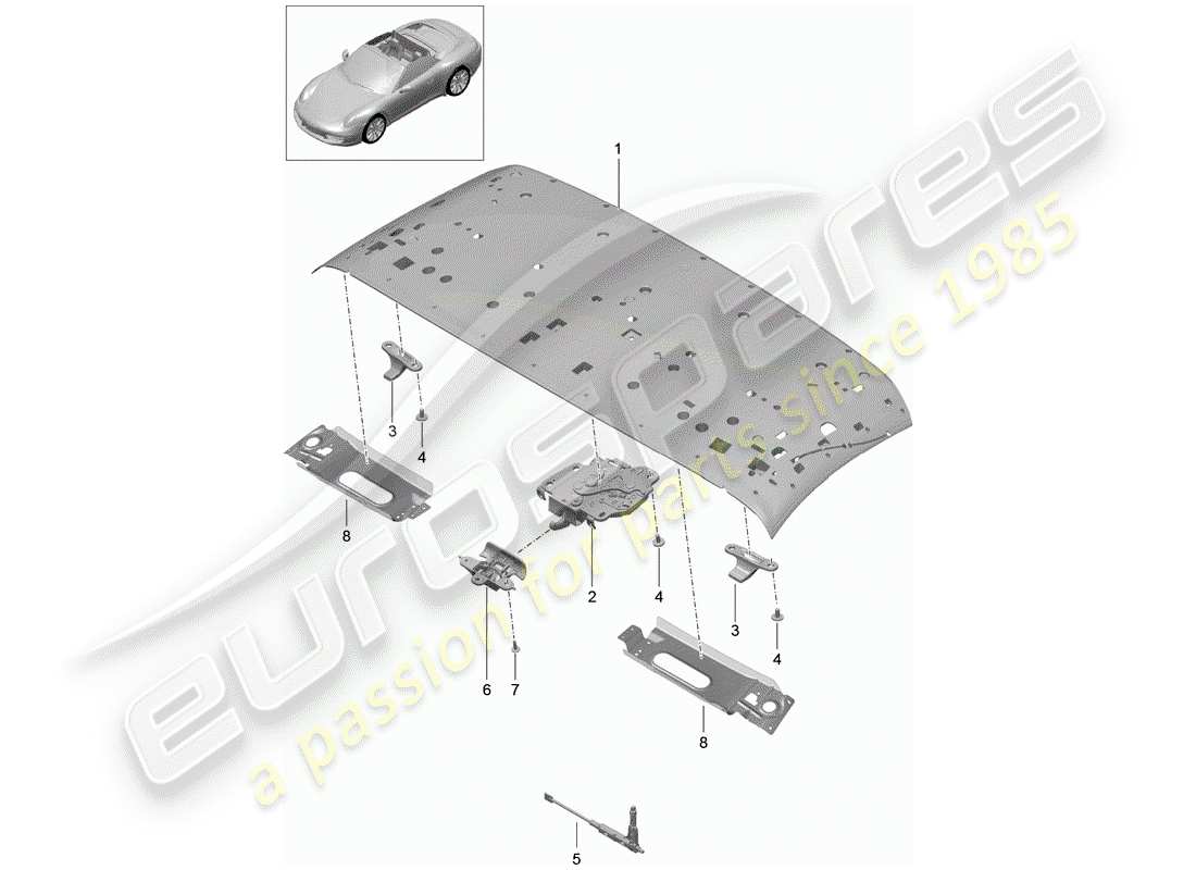 porsche 2013 (991-1) marco superior diagrama de piezas