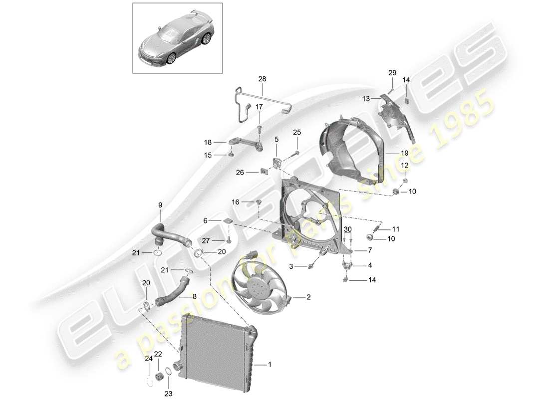 porsche 2016 (981 cayman gt4) water cooling 2 diagrama de piezas