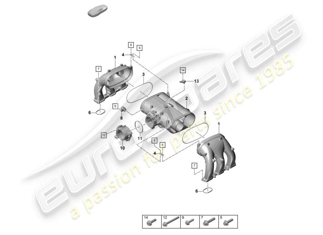 porsche 2020 (718 cayman) distribuidor de aire de admisión válvula de mariposa diagrama de piezas