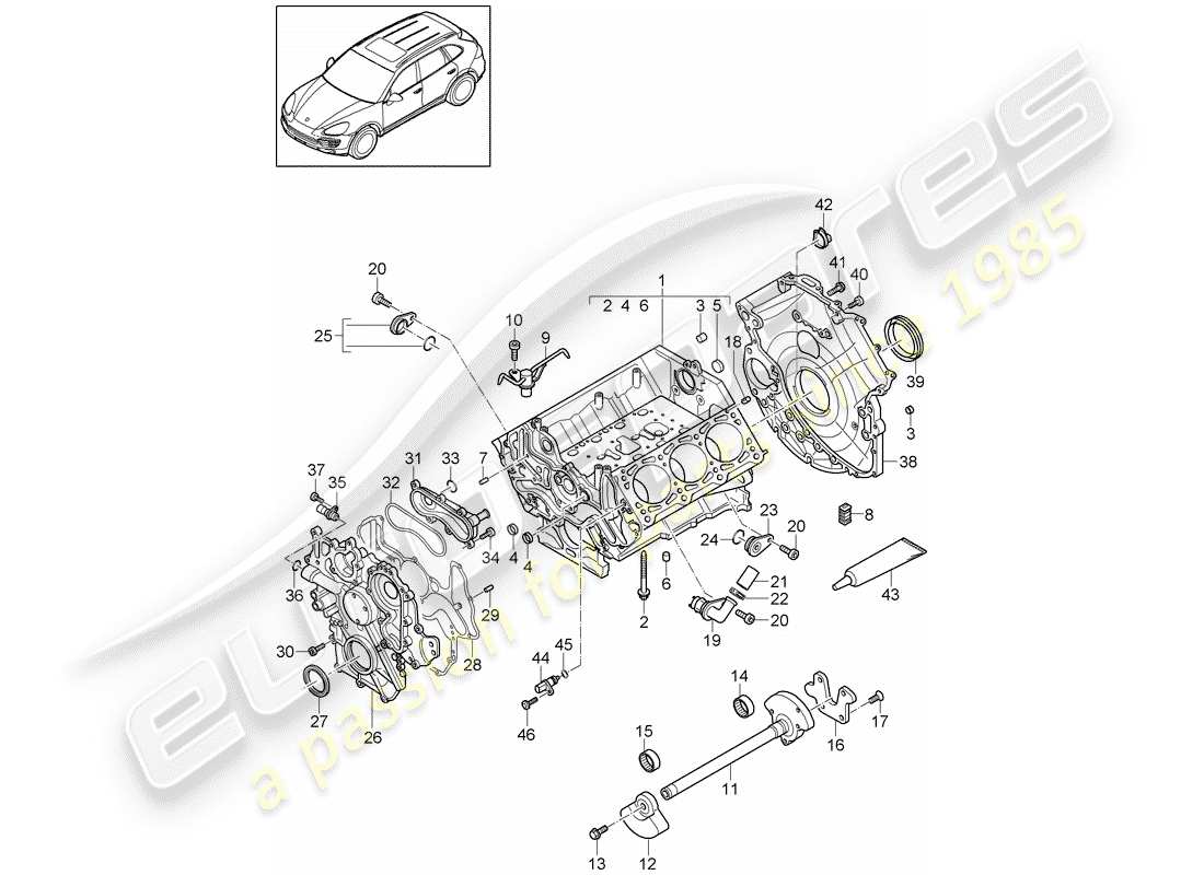 porsche 2017 (cayenne e2 92a) diagrama de piezas del carter