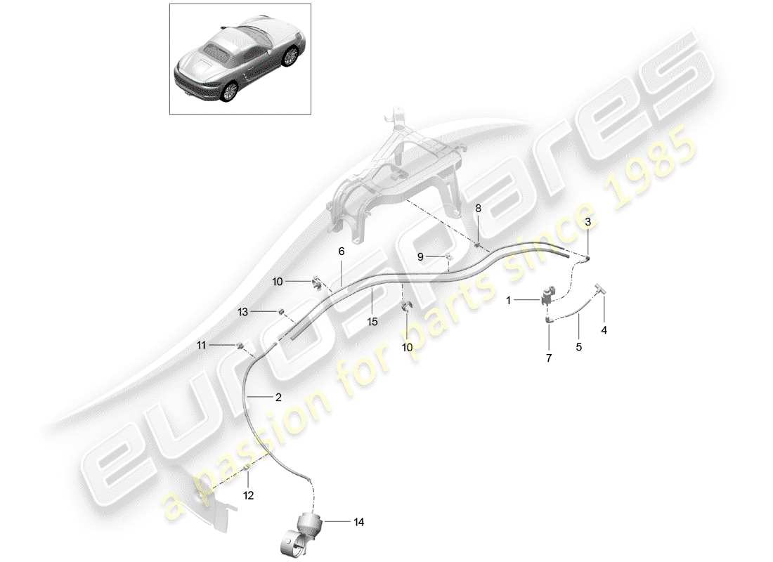porsche 2017 (718 boxster) sistema de escape diagrama de piezas