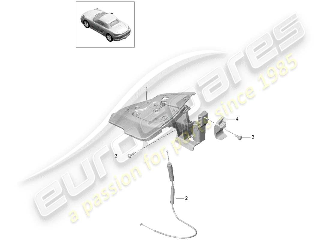 porsche 2020 (718 boxster) diagrama de piezas de la solapa