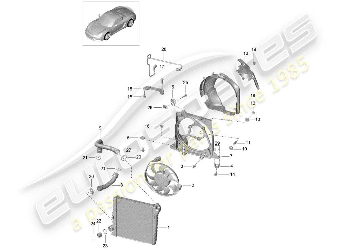 porsche 2016 (981 boxster spyder) water cooling 2 diagrama de piezas