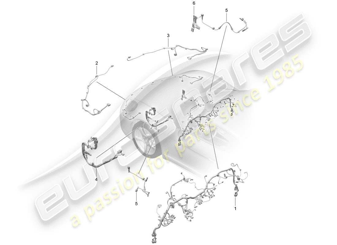 porsche 2020 (718 cayman) cableando arneses diagrama de piezas