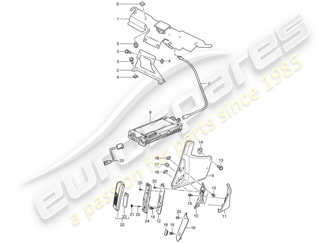 porsche 2011 (987 cayman) diagrama de piezas del teléfono