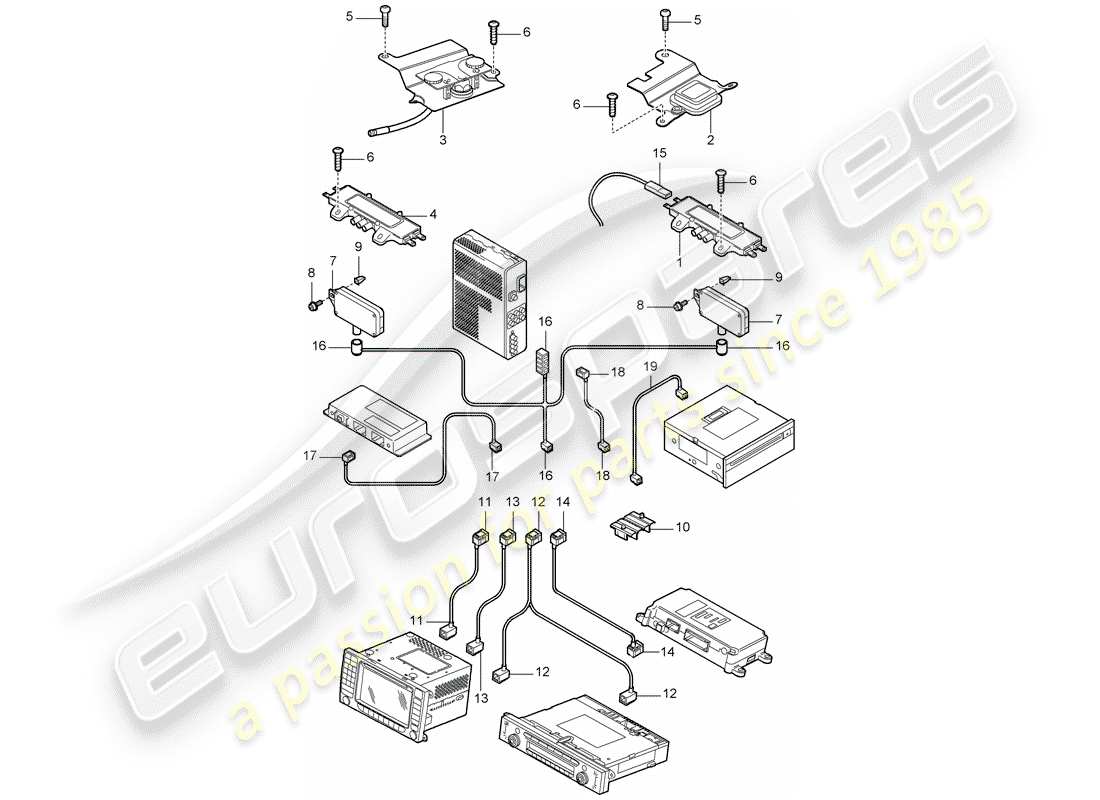 porsche 2010 (cayenne e1 9pa) amplificador de antena diagrama de piezas