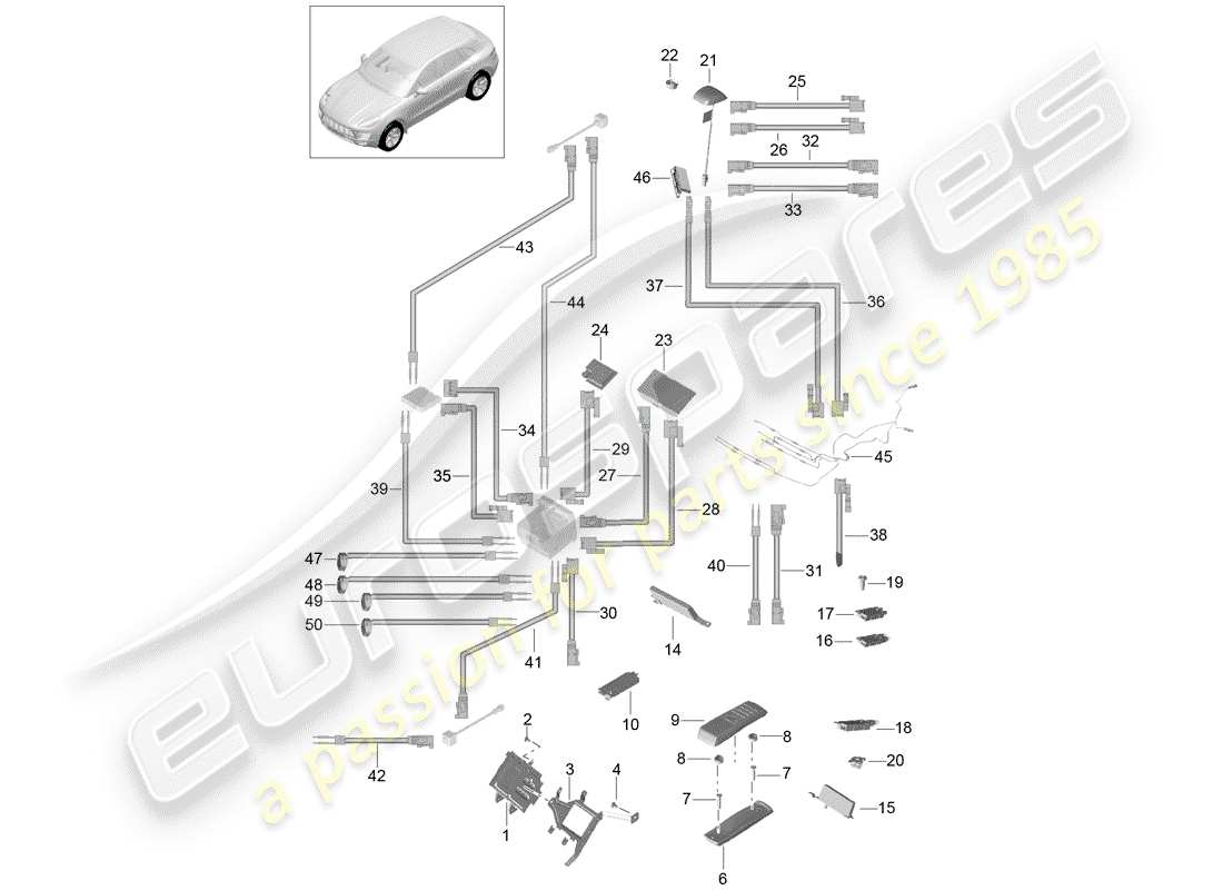 porsche 2018 (macan) teléfono diagrama de piezas