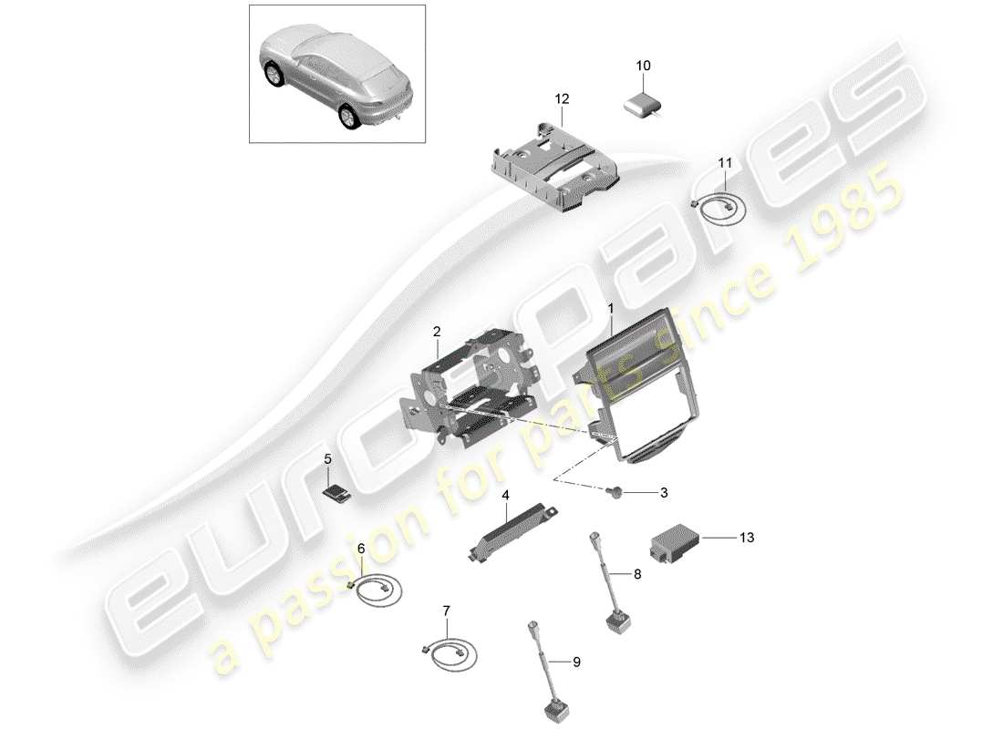 porsche 2018 (macan) para vehículos con diagrama de piezas