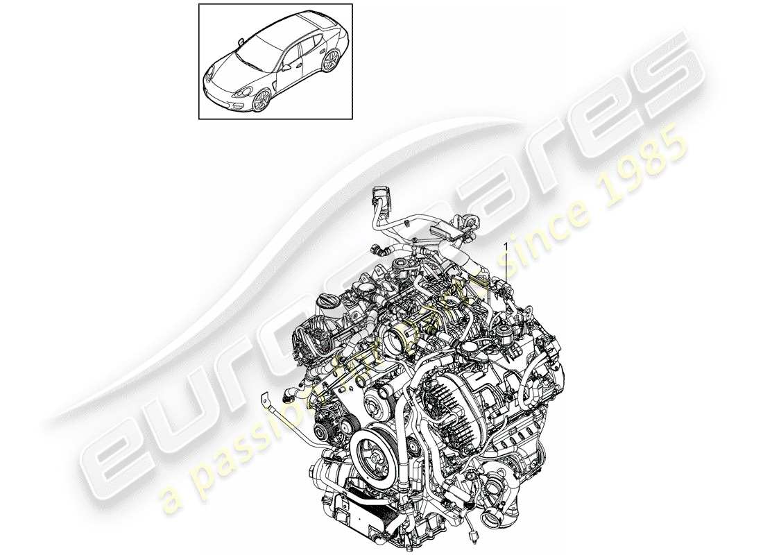 porsche 2010 (panamera 970) motor de repuesto diagrama de piezas