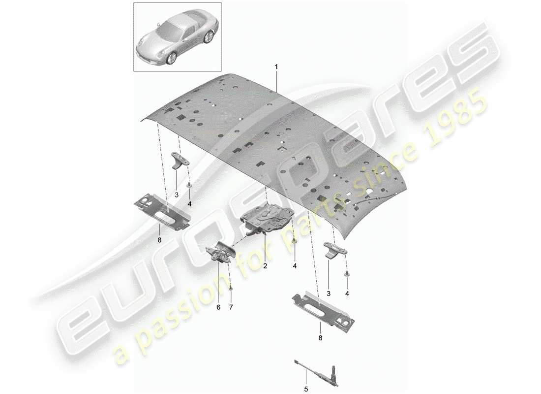 porsche 2014 (991-1) marco superior diagrama de piezas