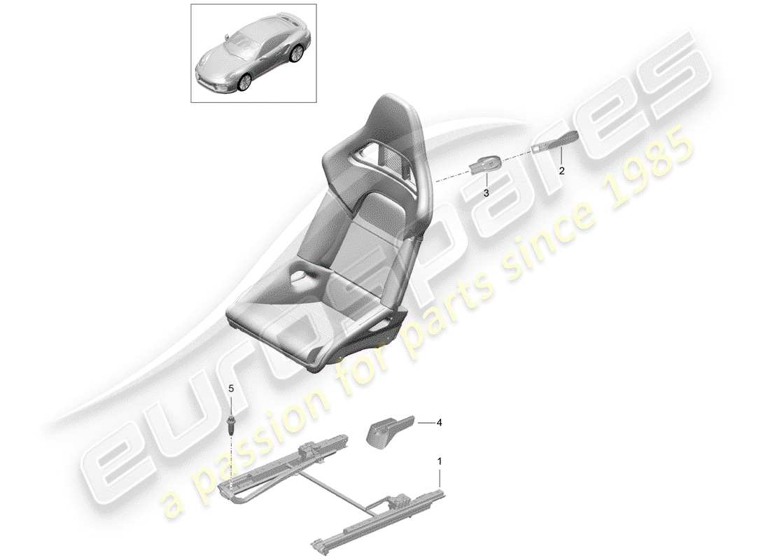 porsche 2016 (991-1 turbo) diagrama de piezas de seat