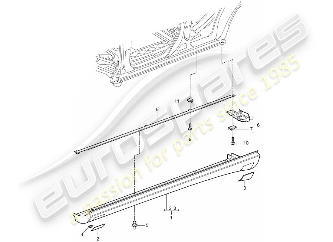 porsche 2008 (cayenne e1 9pa) adornos diagrama de piezas