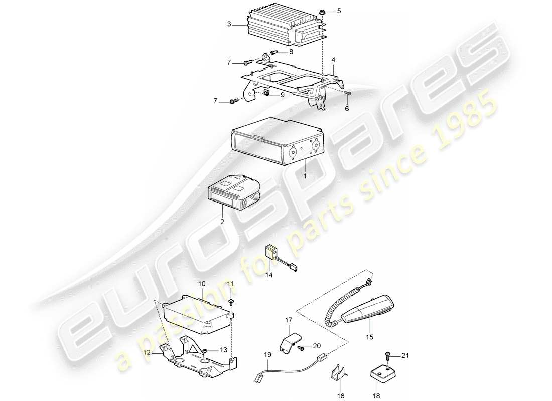 porsche 2008 (cayenne e1 9pa) diagrama de piezas del amplificador