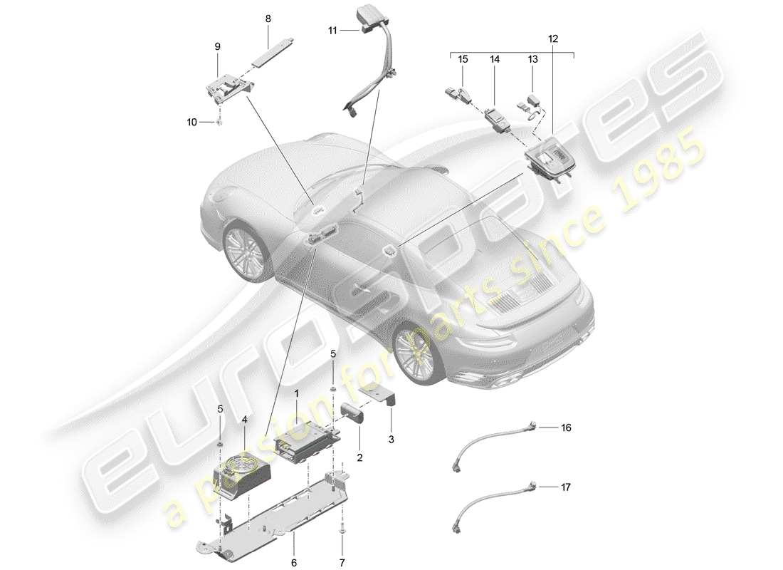 porsche 2016 (991-1 turbo) para vehiculos con telefono diagrama de partes