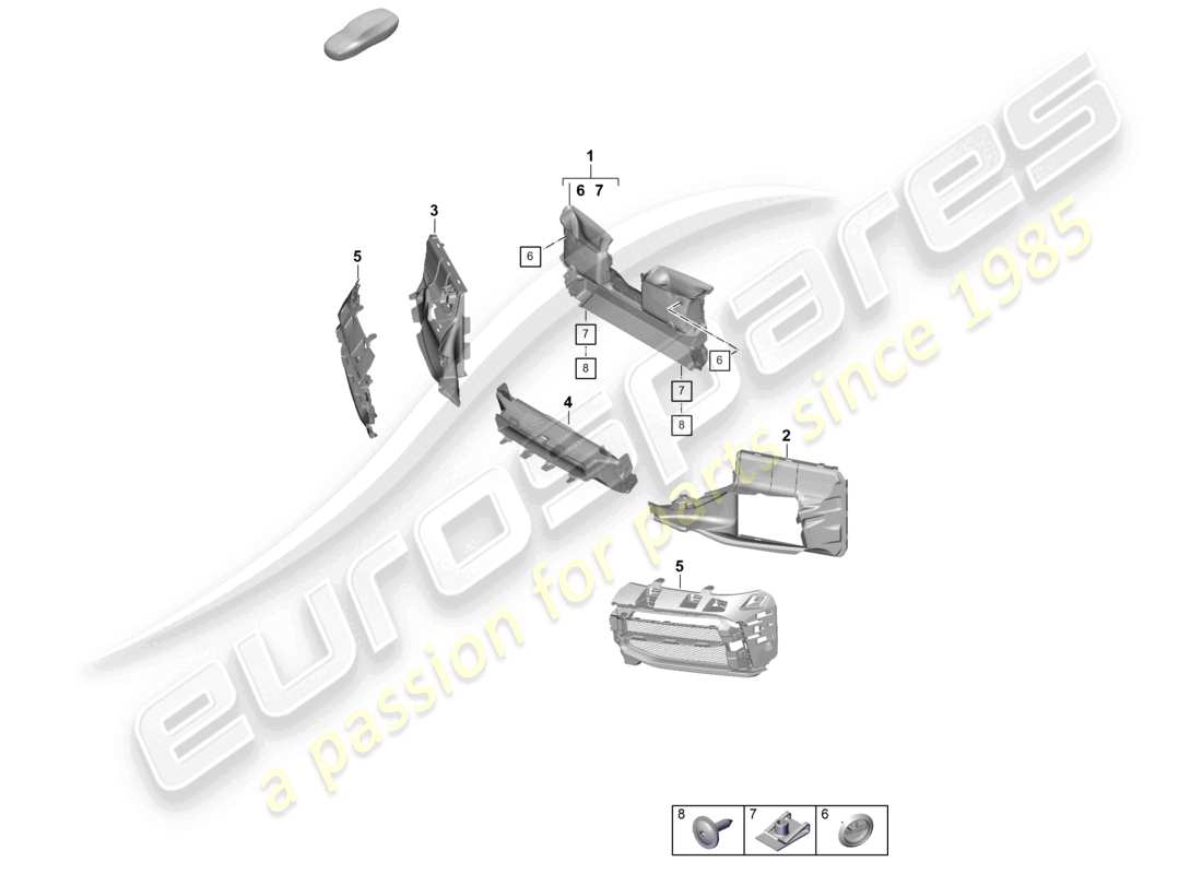 porsche 2019 (992-1) parachoques delantero con guía de aire 911 dakar diagrama de piezas