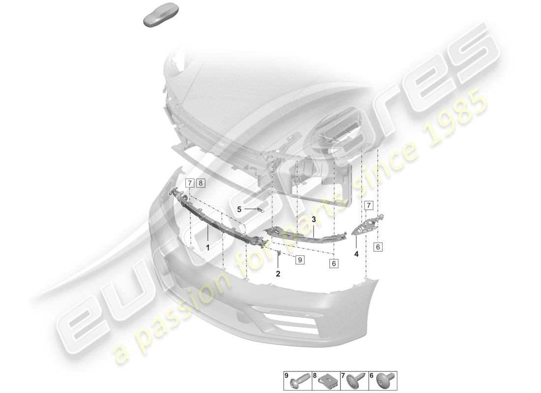 porsche 2019 (992-1) parachoque diagrama de piezas