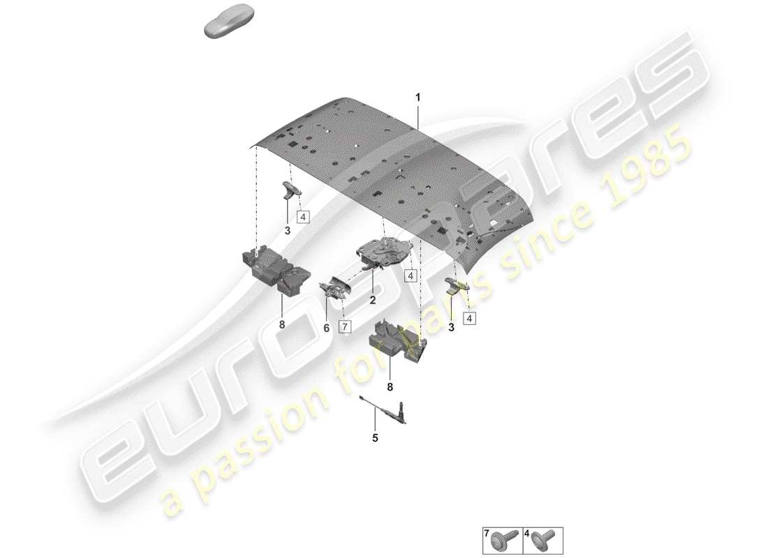 porsche 2019 (992-1) marco superior diagrama de piezas
