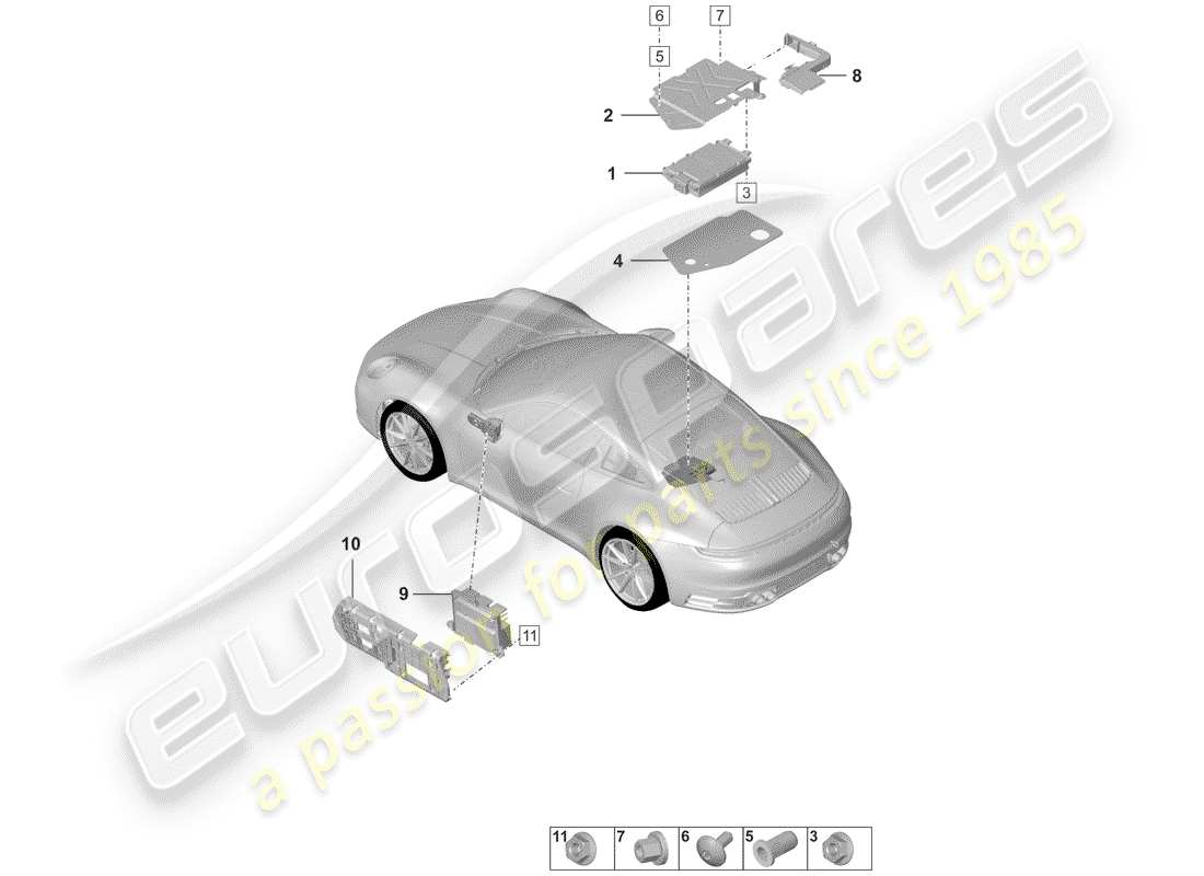 porsche 2020 (992-1) amplificador diagrama de piezas