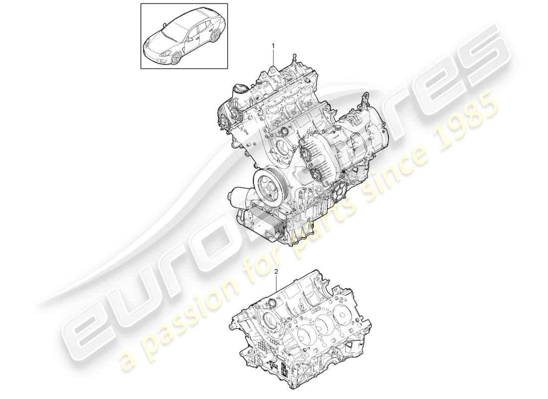 porsche 2010 (cayenne e1 9pa) motor base bloque corto diagrama de piezas