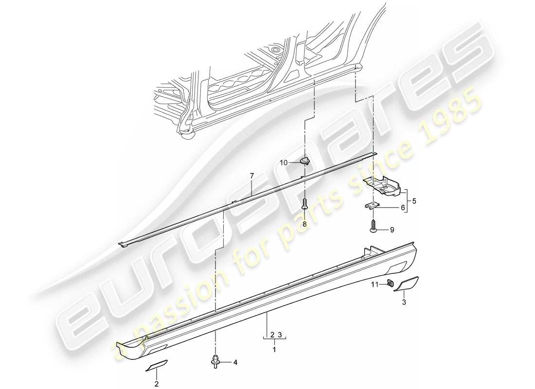porsche 2003 (cayenne e1 9pa) diagrama de piezas de trims