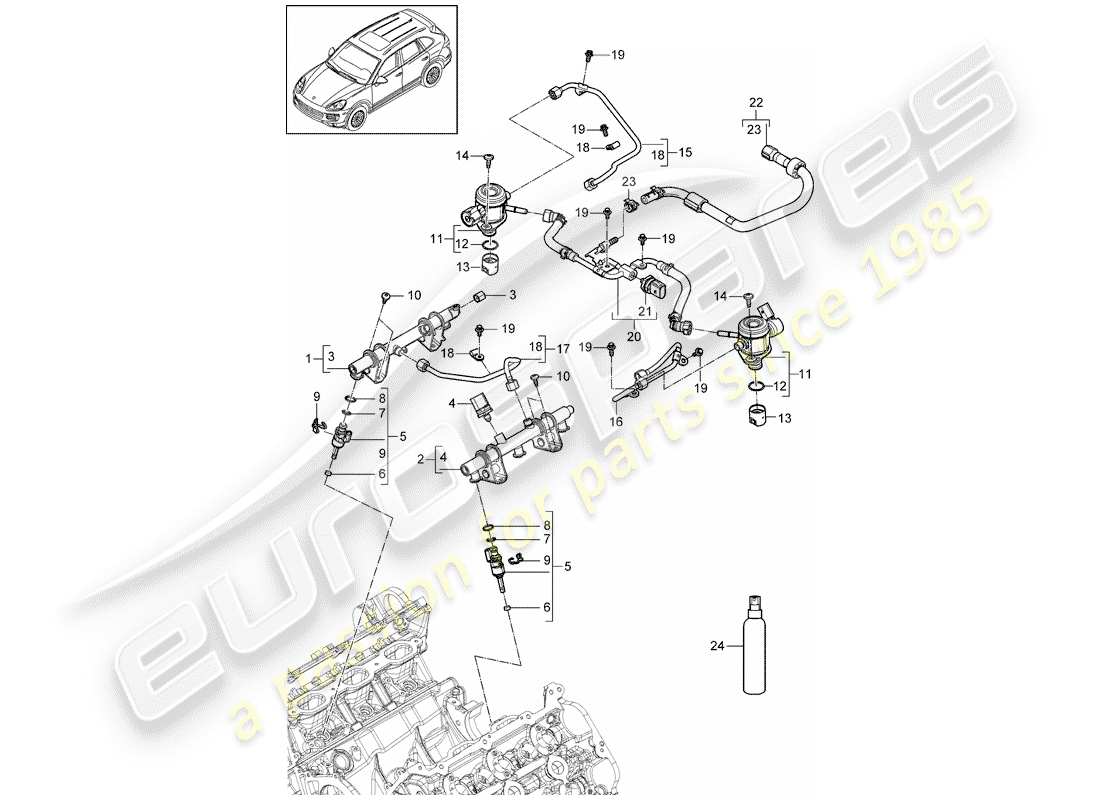 porsche cayenne e2 (2012) diagrama de piezas del tubo de recogida de combustible