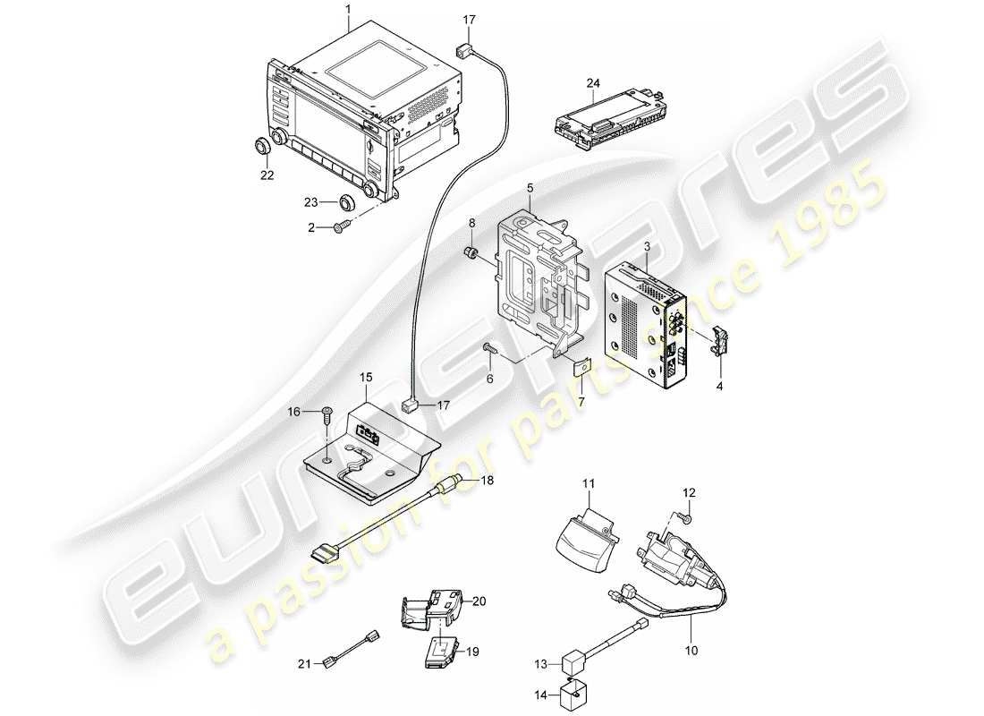 porsche 2007 (cayenne e1 9pa) unidad de radio diagrama de piezas