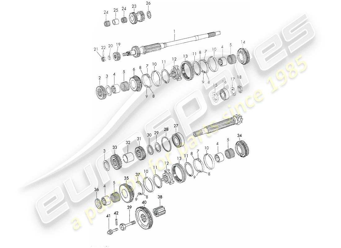 porsche 1973 (911) engranajes y ejes - 4-speed - transmisión diagrama de piezas