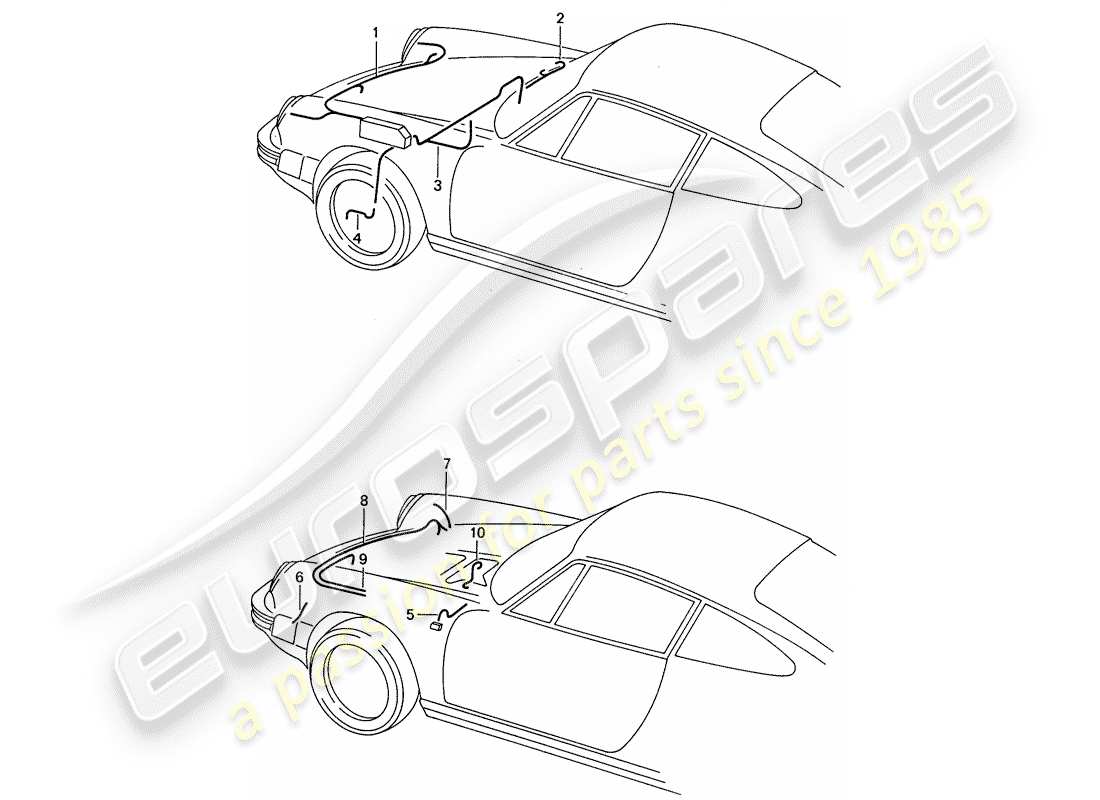 porsche 1989 (911) arneses de cableado - extremo delantero diagrama de piezas