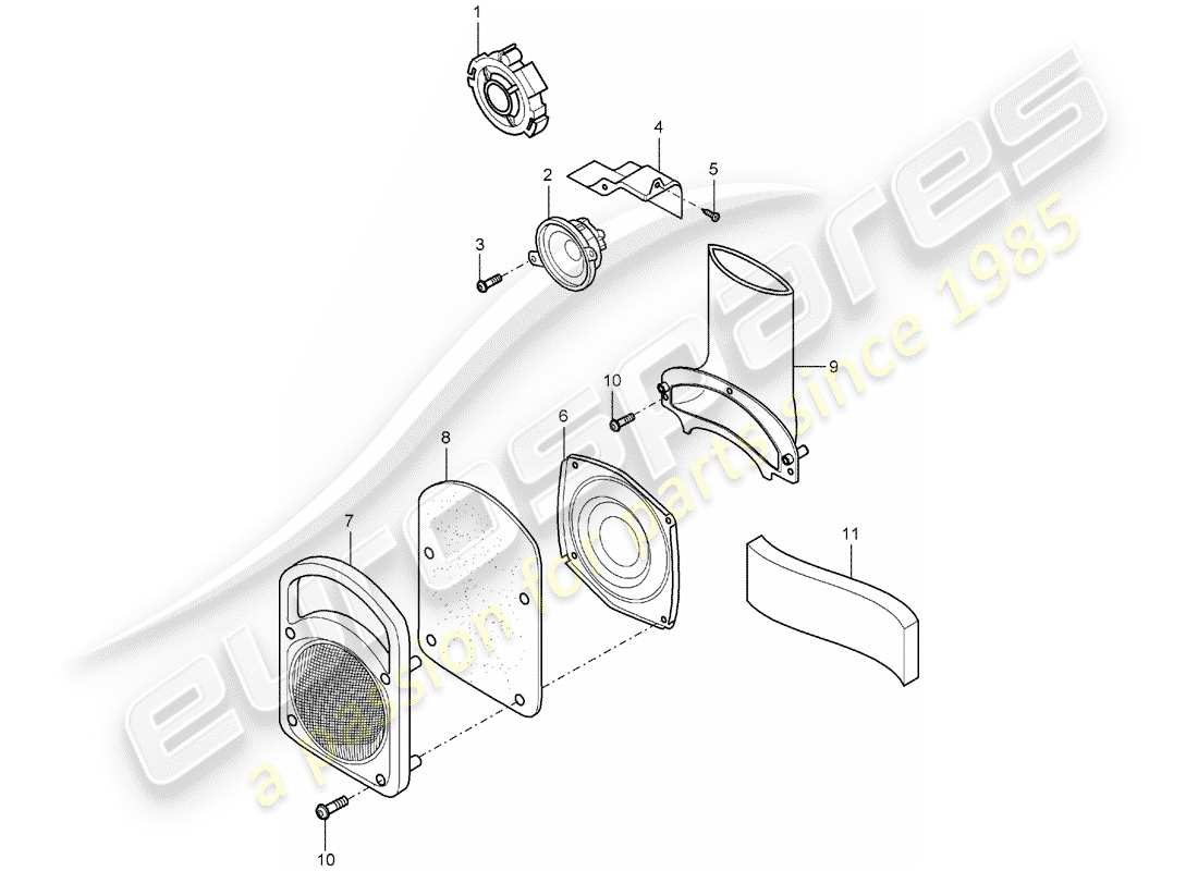 porsche 2004 (carrera gt) diagrama de piezas del altavoz