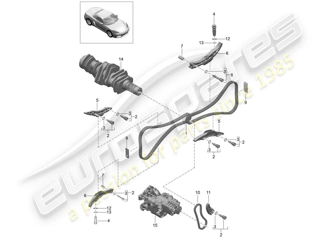 porsche 2020 (718 boxster) cadena de distribución diagrama de piezas