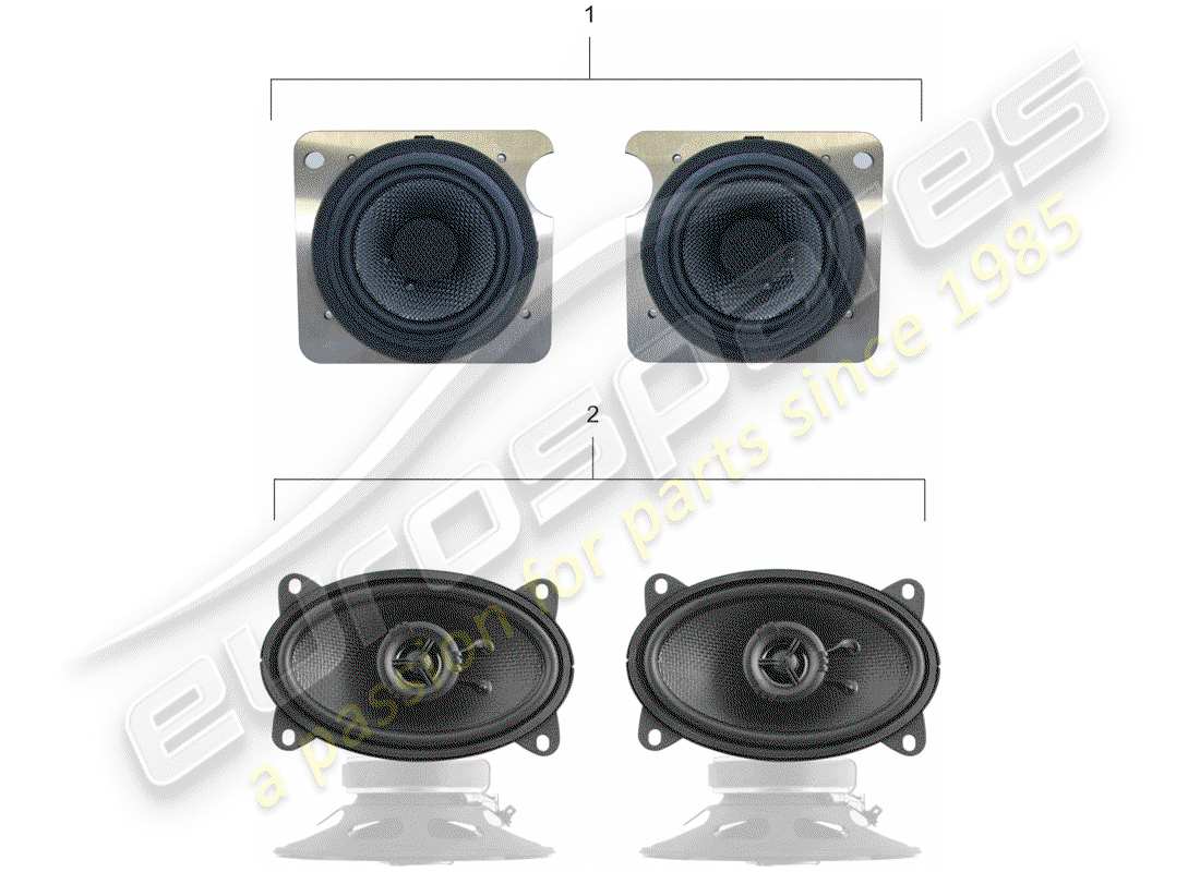 porsche 2000 (accessories) porsche classic - kit de altavoz - sistema de sonido diagrama de piezas