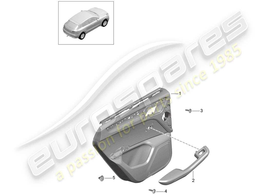 porsche 2017 (macan) diagrama de piezas del panel de puerta