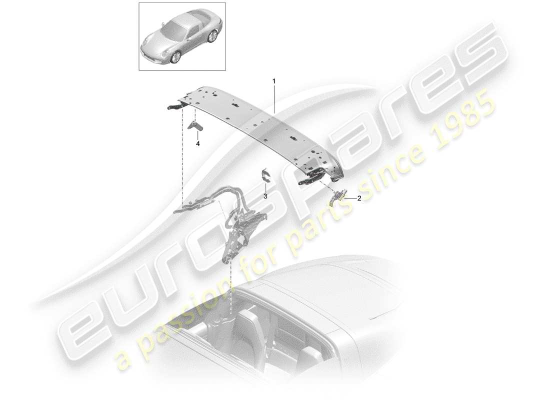 porsche 2017 (991-2) diagrama de piezas del marco superior